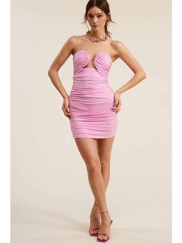 Mimosa - Vente Robe – femme - Robe mini à corset froncé avec armature Gemini3