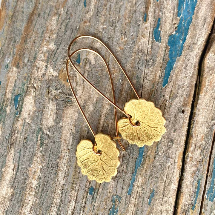 Red Truck Designs - Wholesale Dangle Earrings - Leaf Earrings Gold Lily Pad Earrings Woodland Jewelry