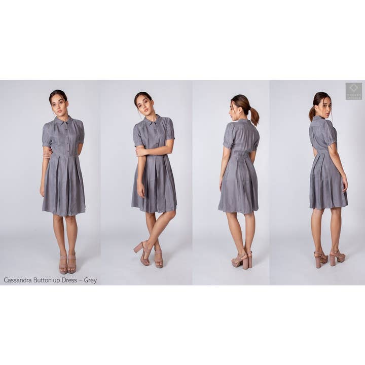 Cassandra grijze jurk met knoopsluiting voor wholesale door Modern Capsule