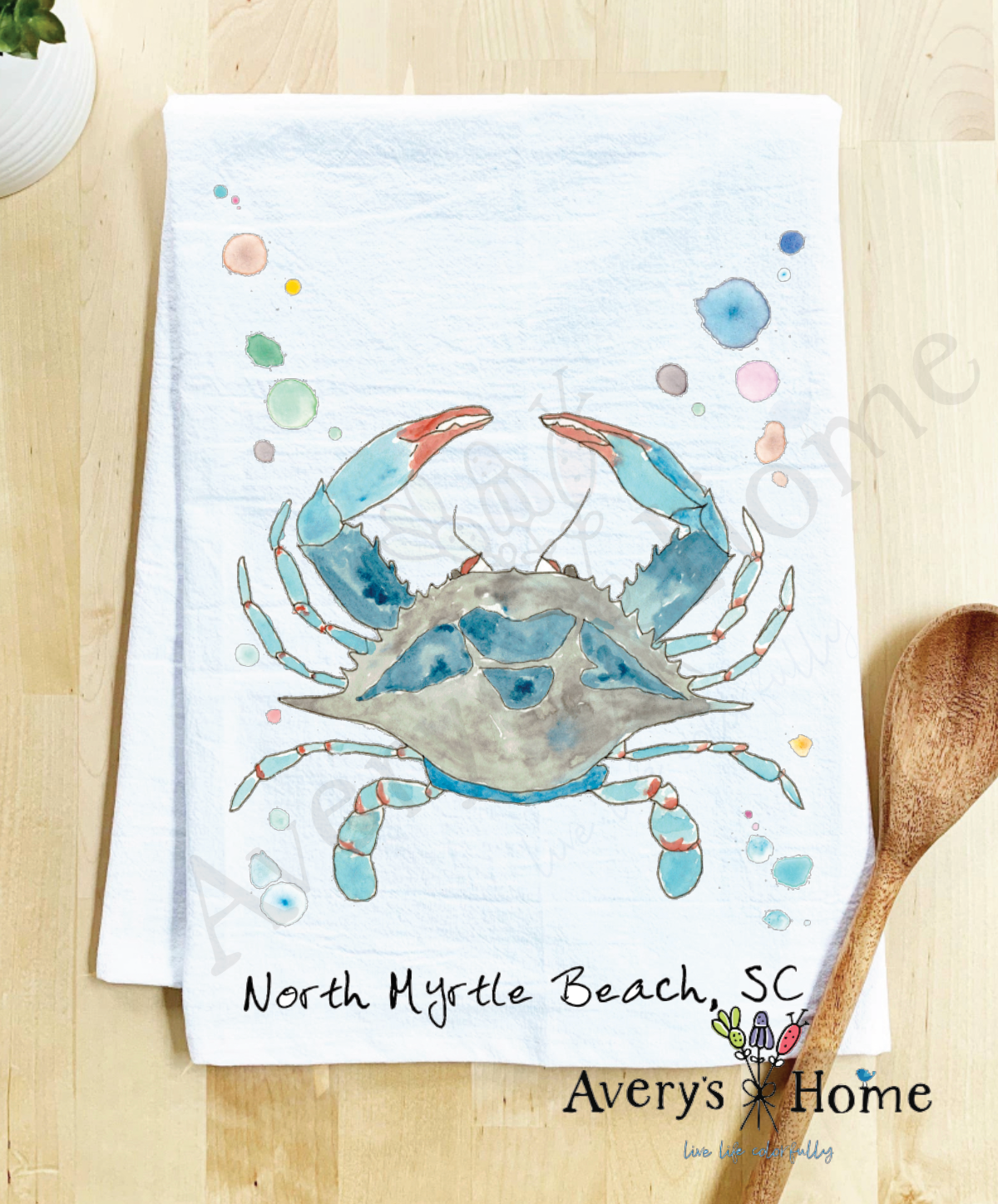 Avery's Home - Wholesale Tea Towel - Blue Crab Ocean Customizable Coastal Tea Towel62