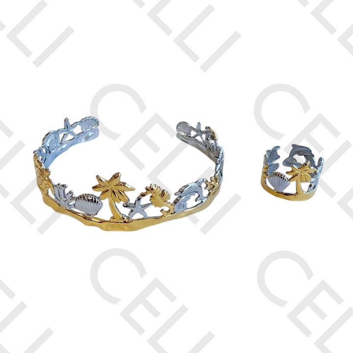 Adjustable Steel Bracelet/Ring - beach elements for wholesale by Celli Biju