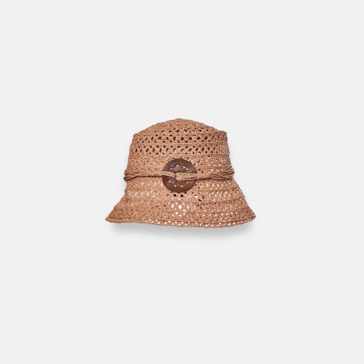 SANS-ARCIDET PARIS - Vendita all'ingrosso Cappello da pescatore - Donna - Cappello a secchiello Arlette SS24 in rafia intrecciata naturale