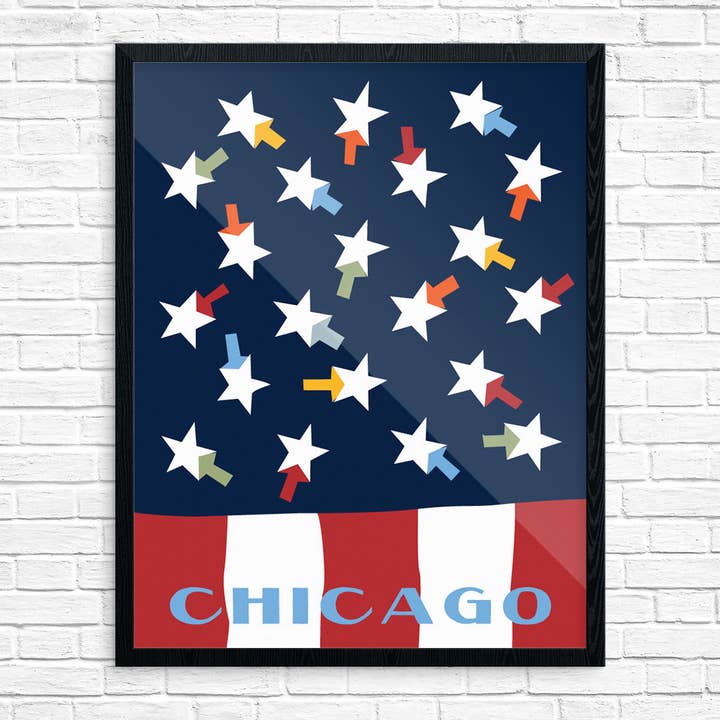 11'' x 14'' Chicago Summer Flag Print for wholesale by Fridgedoor