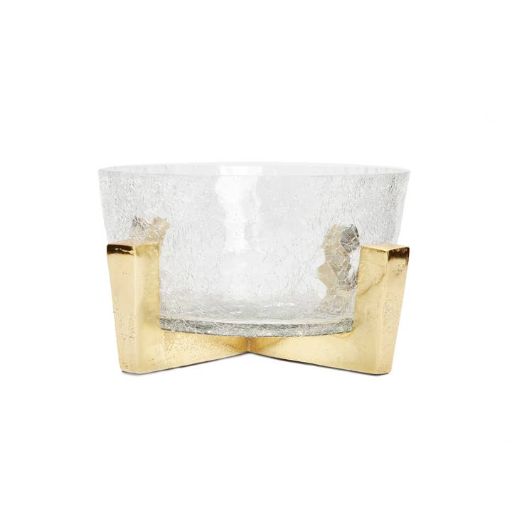 CLASSIC TOUCH DECOR INC. - Wholesale Decorative plate/dish/bowl - Hammered Glass Bowl on Gold Block Base