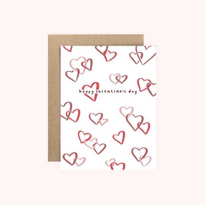 Cartão minimalista do dia dos namorados dos corações por atacado de Blue Whale Paper Co