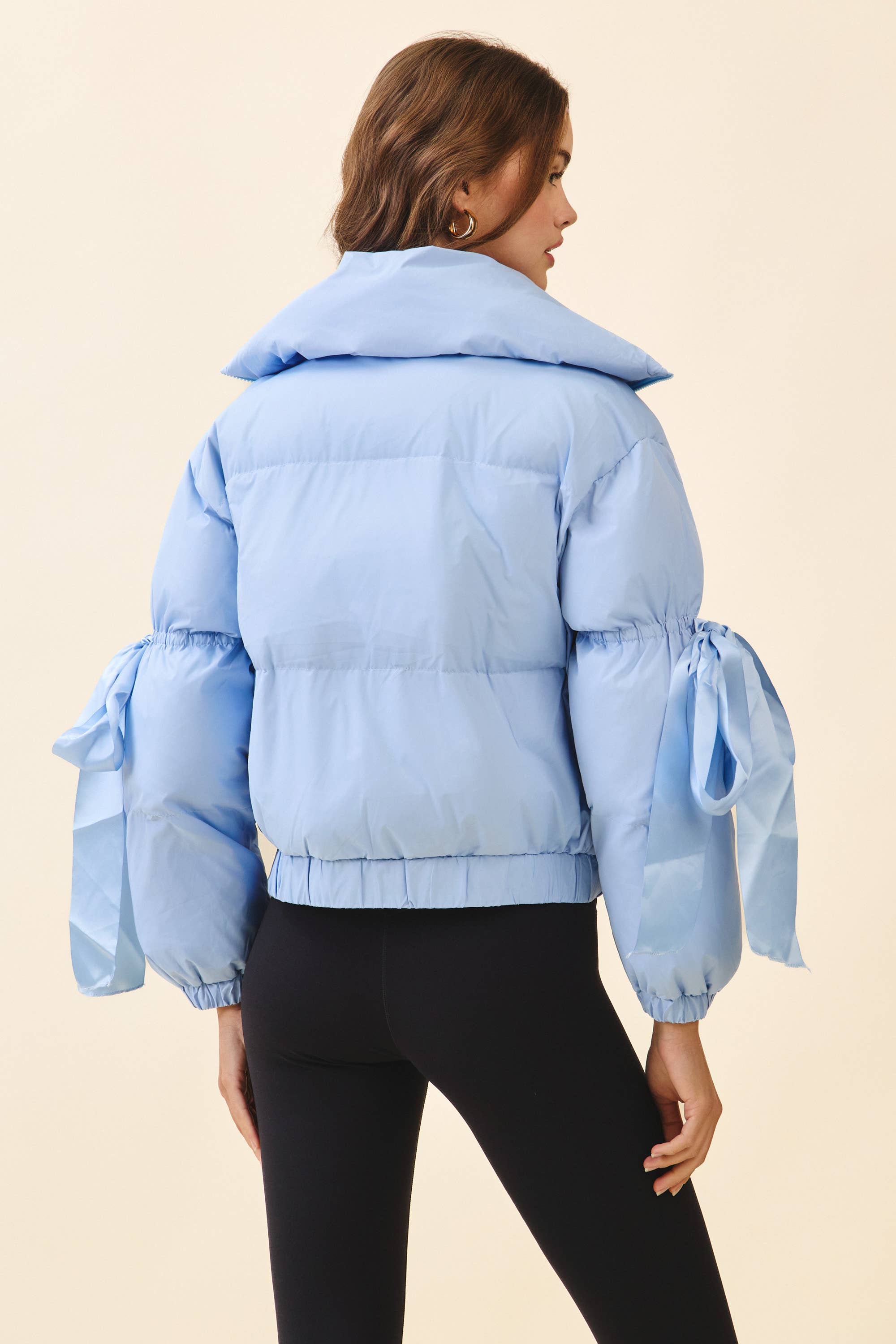 TCEC - Wholesale Puffer Jacket - Women's - CJ6480-Puffer Jacket With Bow Knot Elbow String2