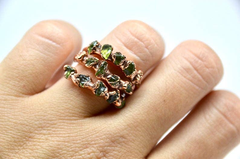 Daddy Daughter Jewelry - Wholesale Multi-Stone Ring - Peridot Multi-Stone Ring | Copper August Birthstone7
