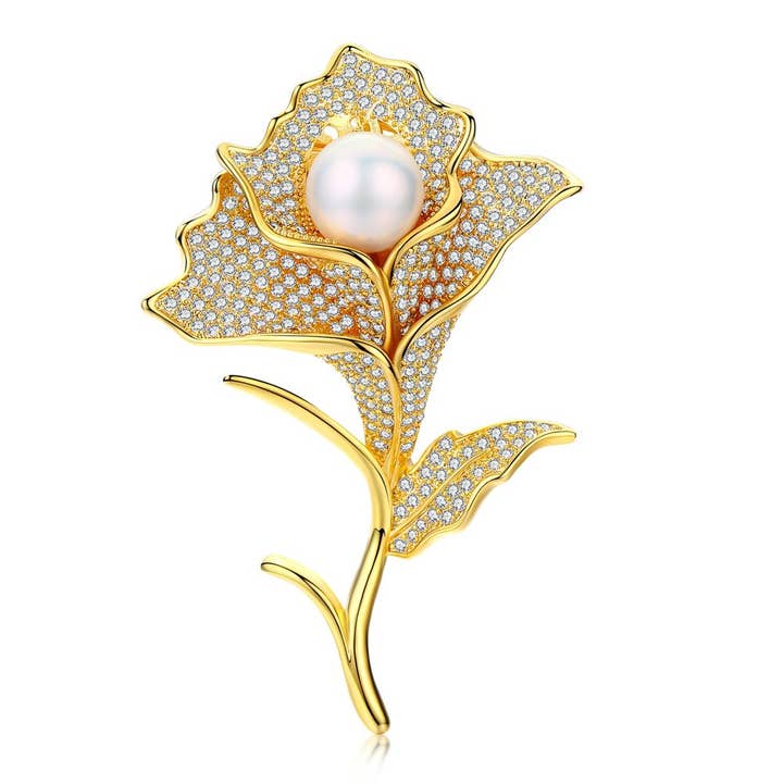 Majestic Lily Pearl Brooch for wholesale by Timeless Pearl