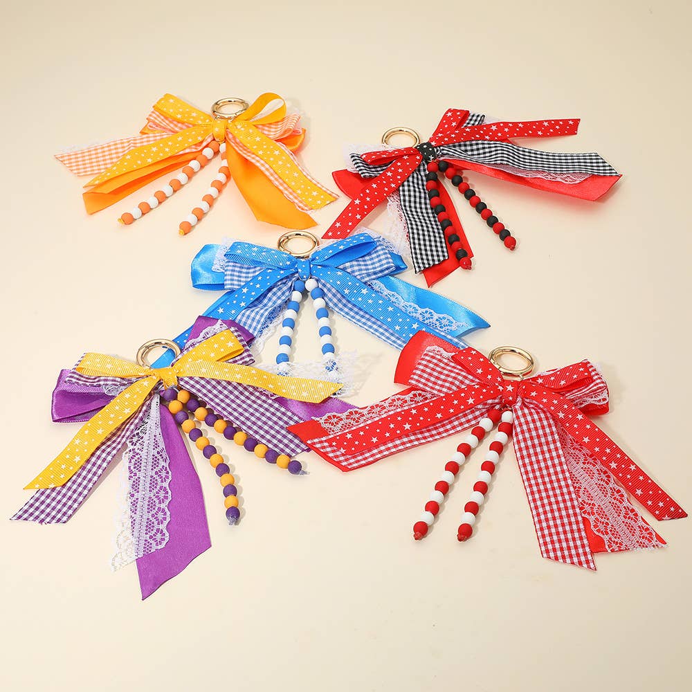 Sensibling Corp. - Wholesale Keychain - Women's - Game Day Theme Triple Layered Bow Bag Charm / Keychain12