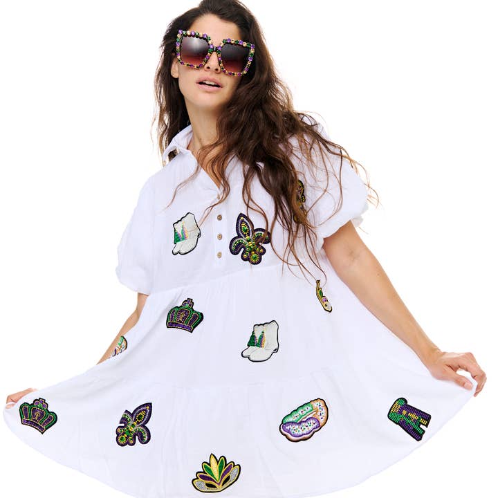 Robe smockée à écusson Mardi Gras pour la vente par SongLily