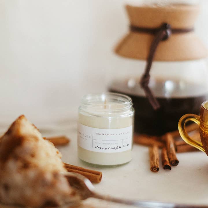 Rekindle Candle Co - Wholesale Jar/Filled Candle - Cinnamon + Vanilla Cotton Wick Soy Candle0