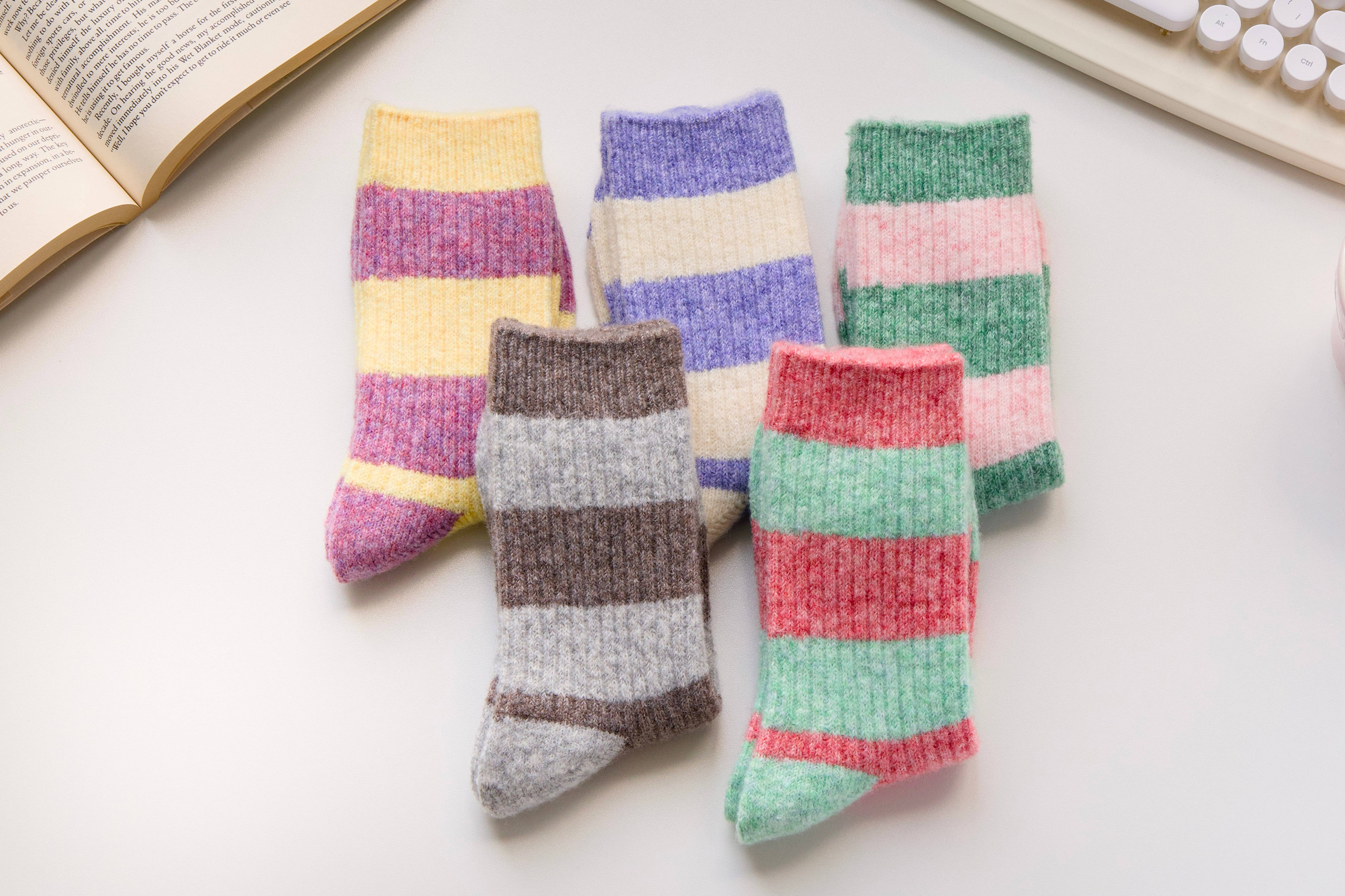 Happy Knits - Wholesale Socks - Women's - Warm Cashmere & Wool Blend Socks – Striped Winter Style12