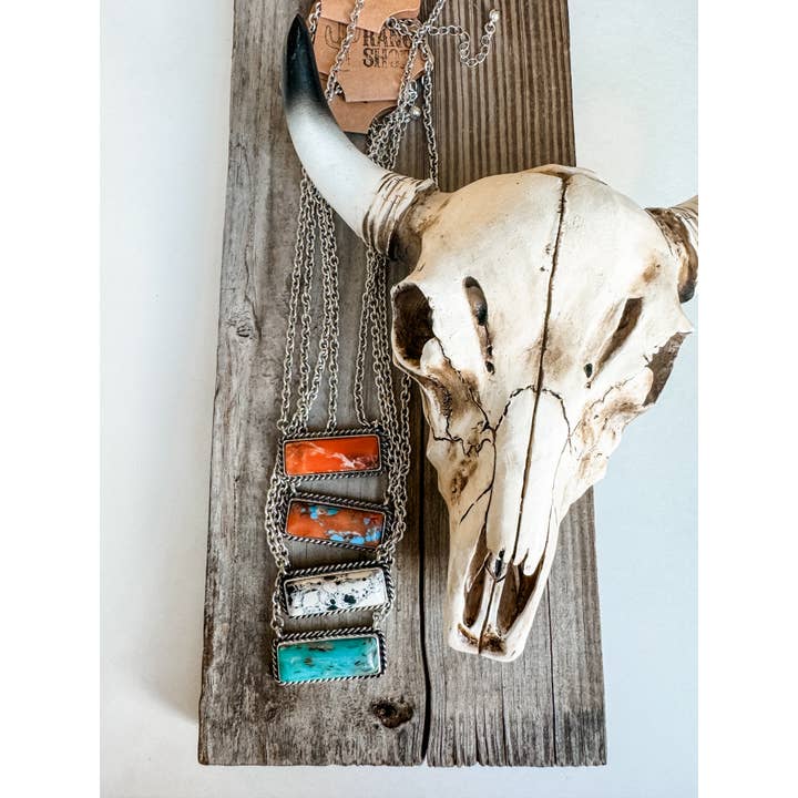 Boho Ranch Shop - Wholesale Pendant/Charm Necklace - Western Semi Stone Bar Necklace3