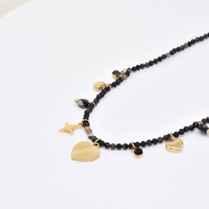 Stainless steel natural stone necklace - BJ210218OR-NO for wholesale by Kapyco