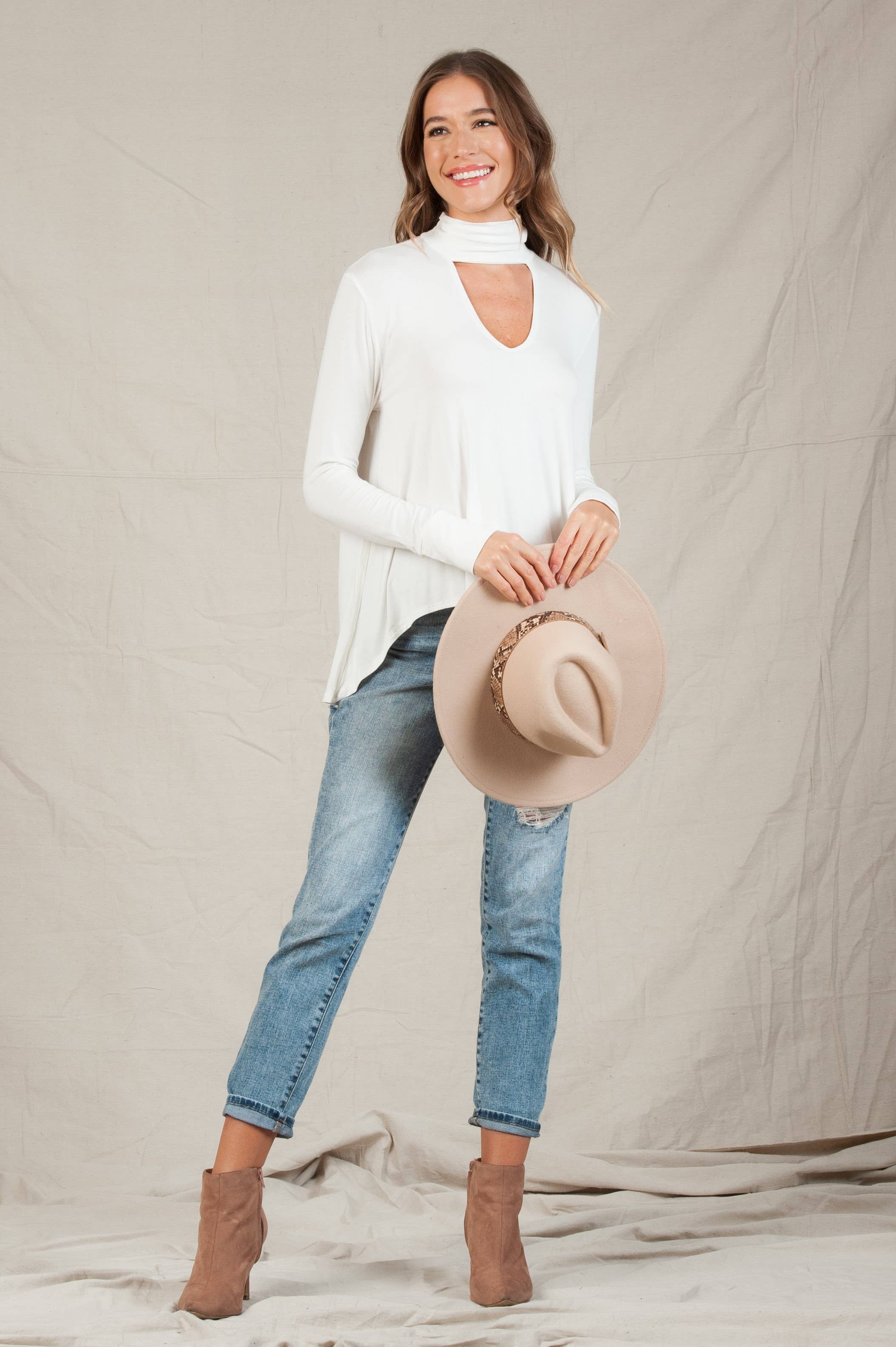 Lucca Couture - Vente Tunique – femme - Tunique découpée à manches longues et col roulé en jersey de rayonne0