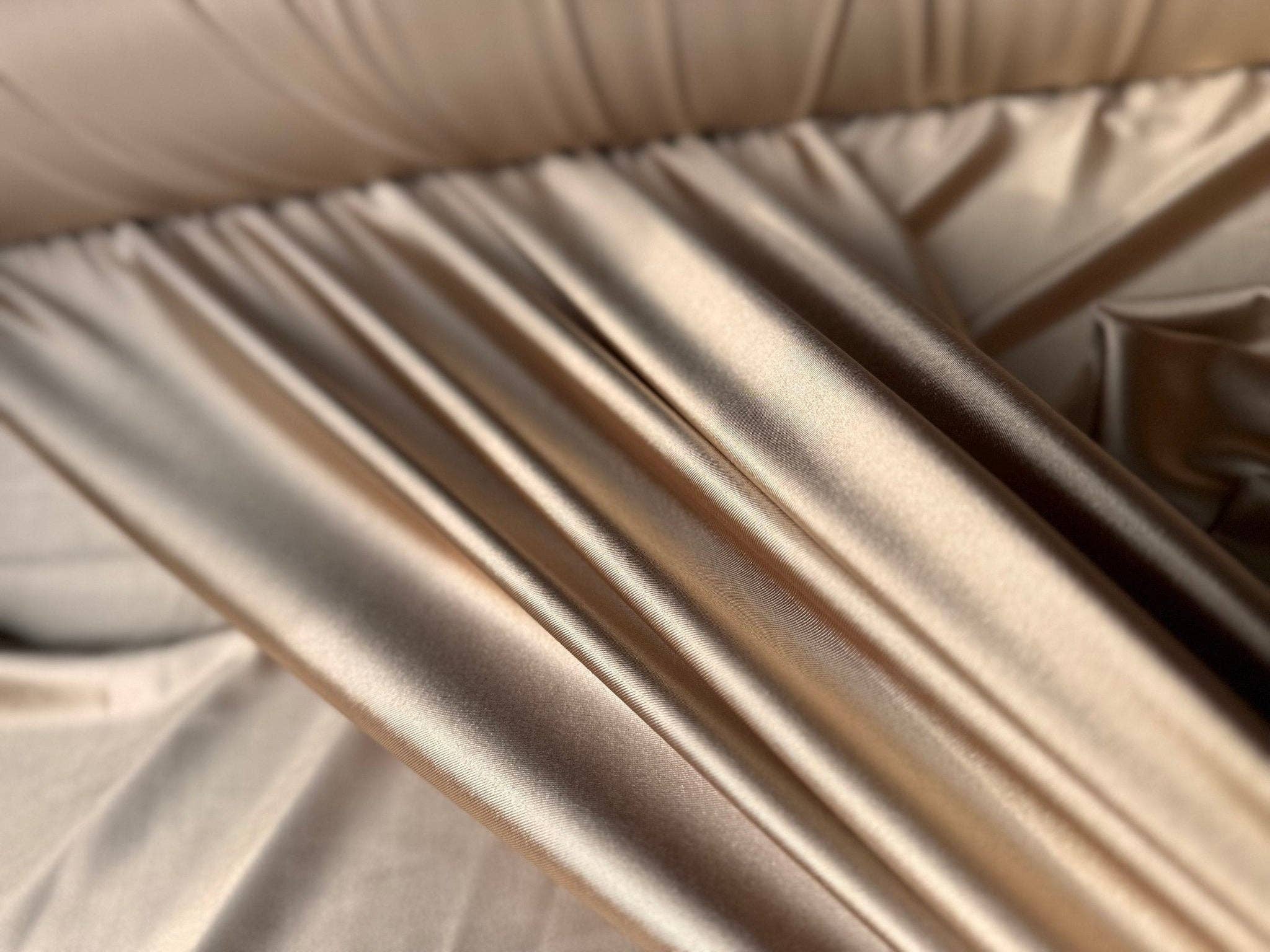 GalaTextile - Wholesale Fabric - Champagne stretch satin spandex fabric by yard9