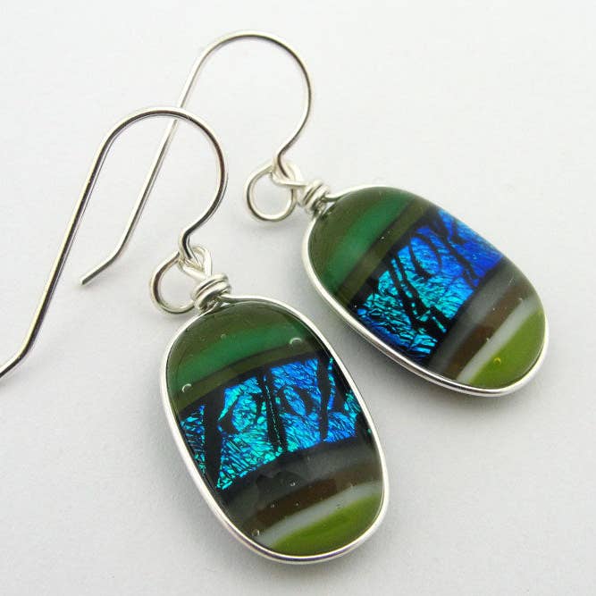 BM-141 : Boucles d'oreilles Lichenology pour la vente par Momo Glassworks