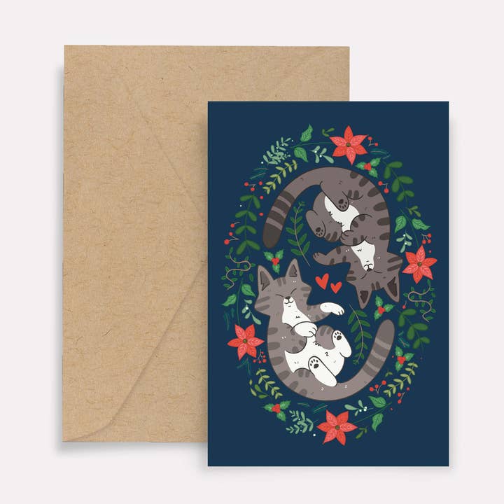 Carte de vœux Holiday Cats pour la vente par Moth Mart