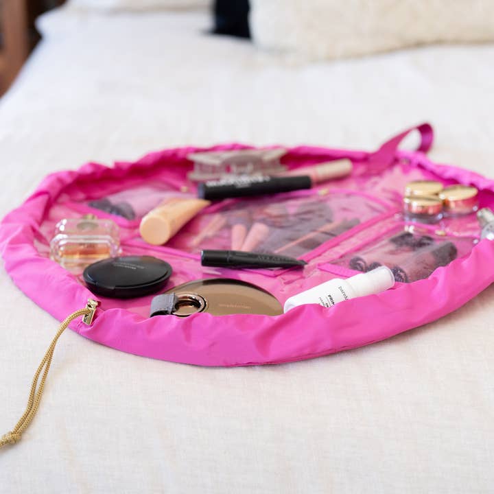 Best Bags - Wholesale Makeup/Cosmetic Bag - Quilted Lay Flat Drawstring Makeup Bag - Cosmetic Organizer