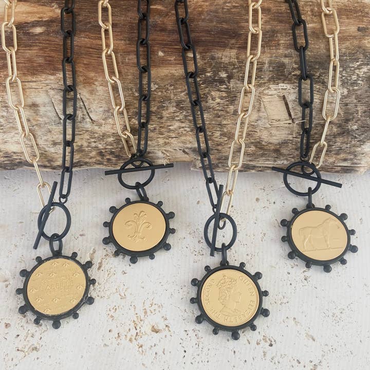 VB&CO Designs Handmade Jewelry - Wholesale Pendant/Charm Necklace - Mixed metal bee queen fleur de lis horse coin jewelry3