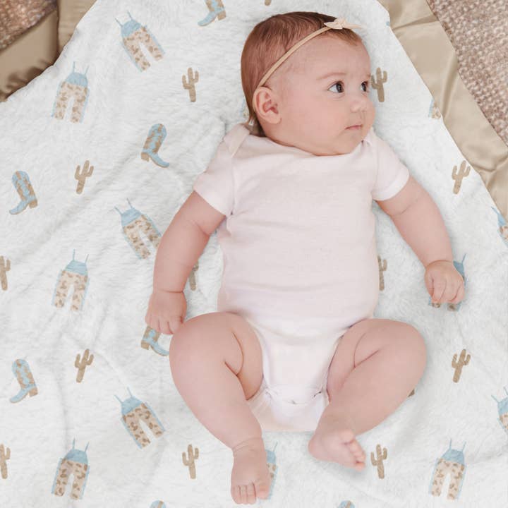JuJuBe - Wholesale Bedding Blanket - Kids & Baby - Reversible Baby Blanket Howdy Partner Blue