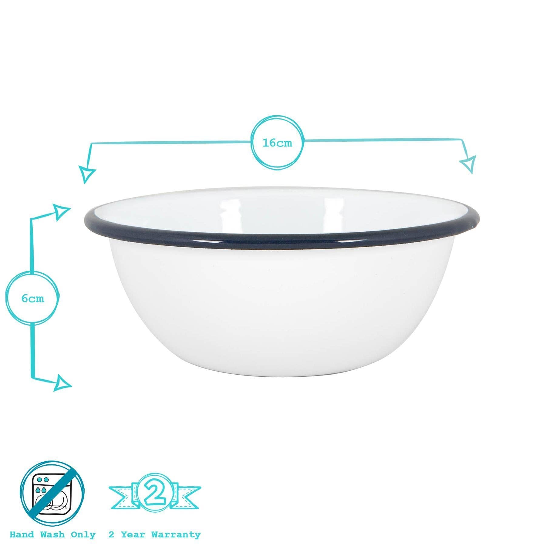 Rinkit Ltd – wholesale Bowl – Argon Tableware White Enamel Bowl - 16cm - Navy5