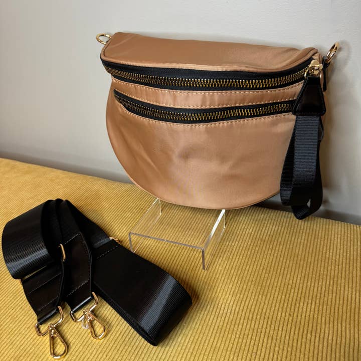 The Roni Nylon Crossbody - Bronze + Black for wholesale by Hive Supply
