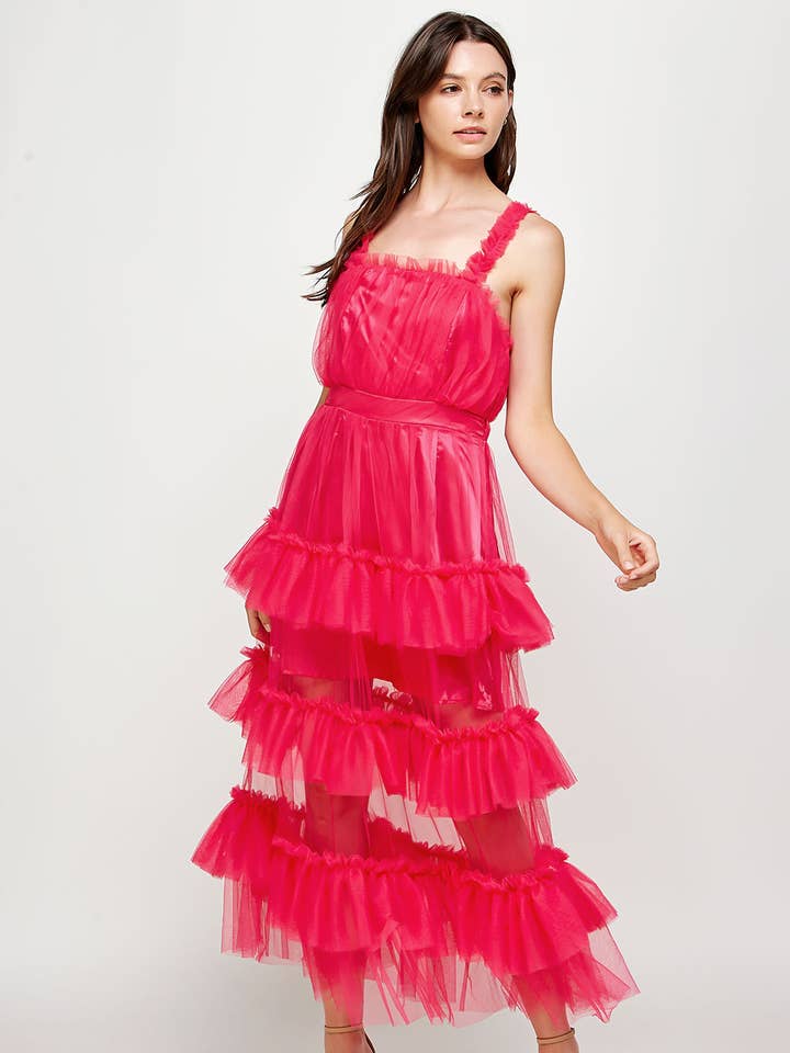 Robe longue à volants en tulle pour la vente par Strut & Bolt