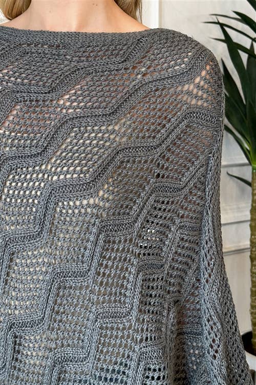 MYS Wholesale Inc - Wholesale Poncho - Women's - Knitted Net Wave Pattern Fringe Tassel Poncho17