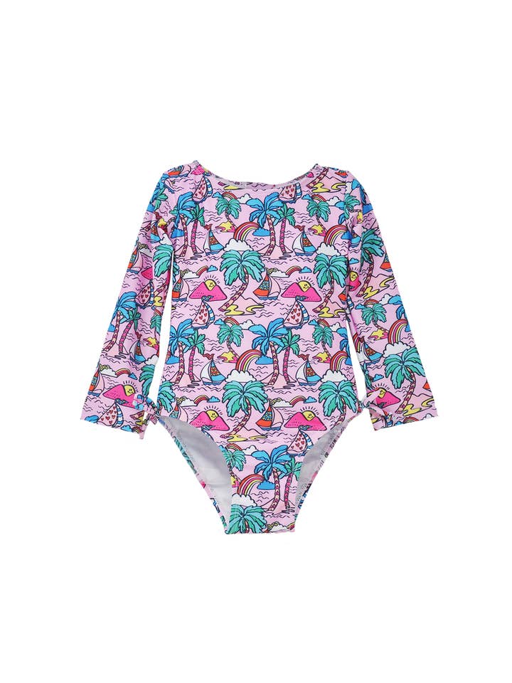 Flap Happy - Wholesale One Piece Swimsuit - Kids - Girls UPF50+ Charlie Long Sleeve Rash Guard Swimsuit3