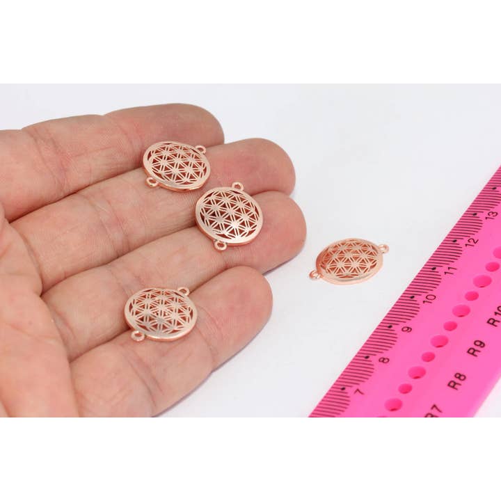 Charm Fiore della Vita placcato in oro rosa 15x19mm, MTE1053 per la vendita all'ingrosso da parte di QueenJewelryM