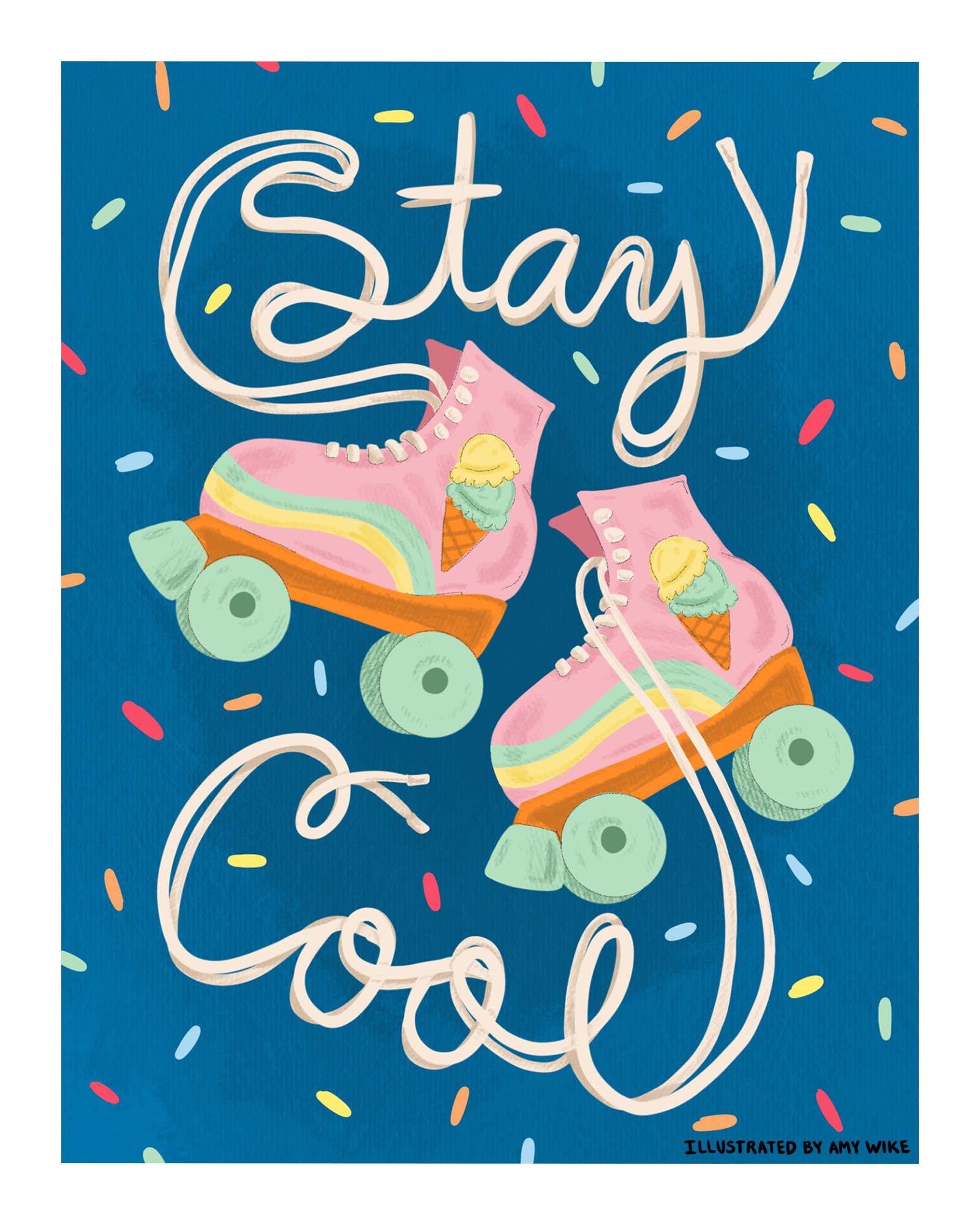 Amy Wike Illustration - Wholesale Art Print - Stay Cool Roller Skates Art Print2