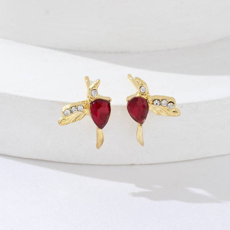 Perimade & Co. LLC - Wholesale Stud/Post Earrings - Dainty Blue Hummingbird Stud Earrings in Stainless Steel0