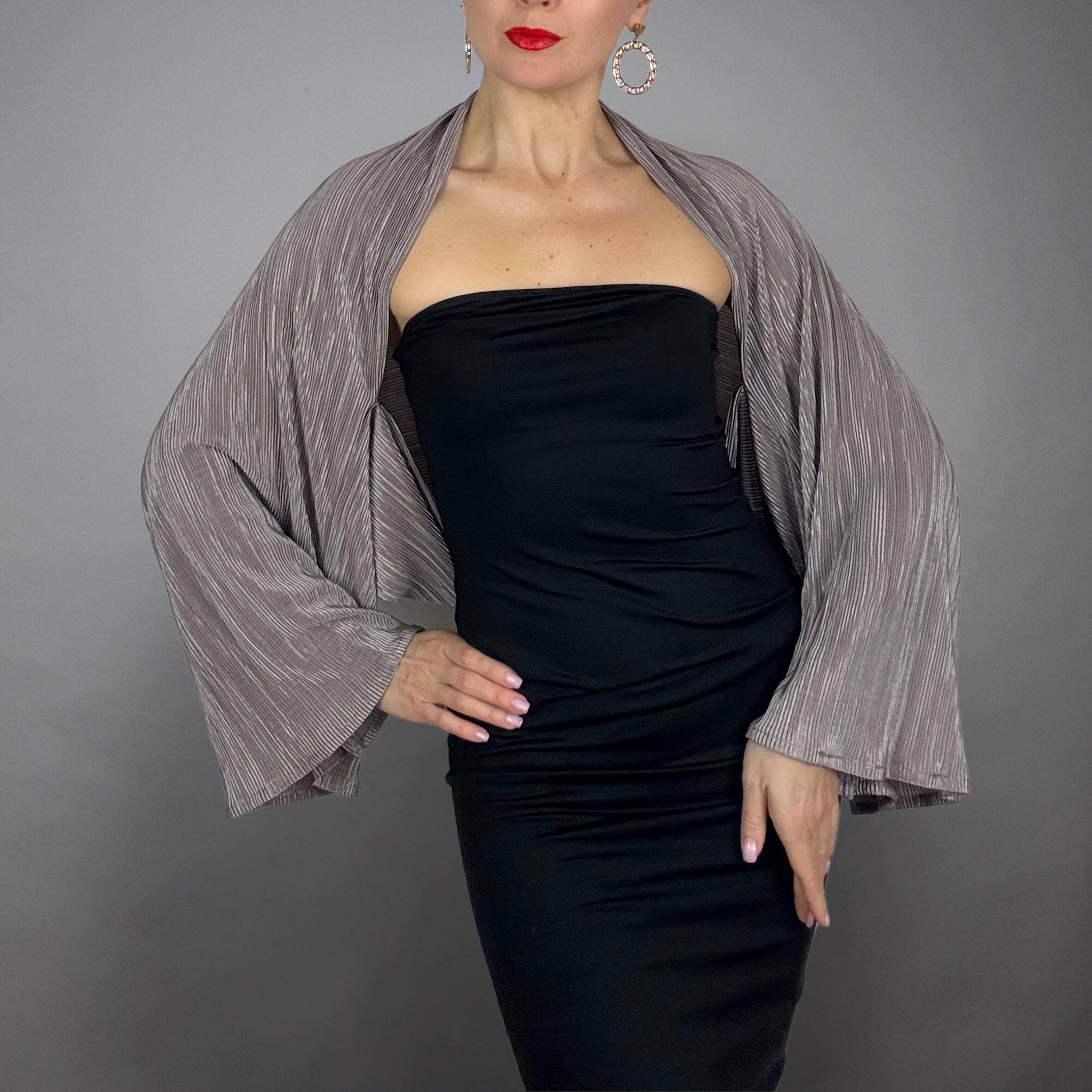 BridalSpain - Wholesale Capelet - Dames - Zwarte of Grijze Stretch Capelet Omslag Shrug Bolero Jas6