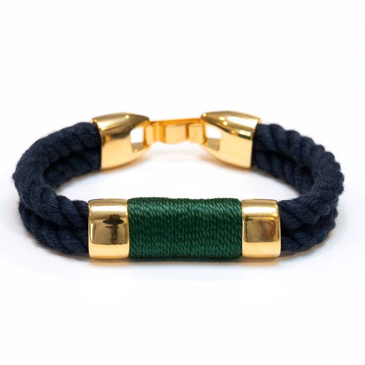 Tremont - Navy/Hunter Green/Gold - Nautical Rope Bracelet for wholesale by Allison Cole Jewelry