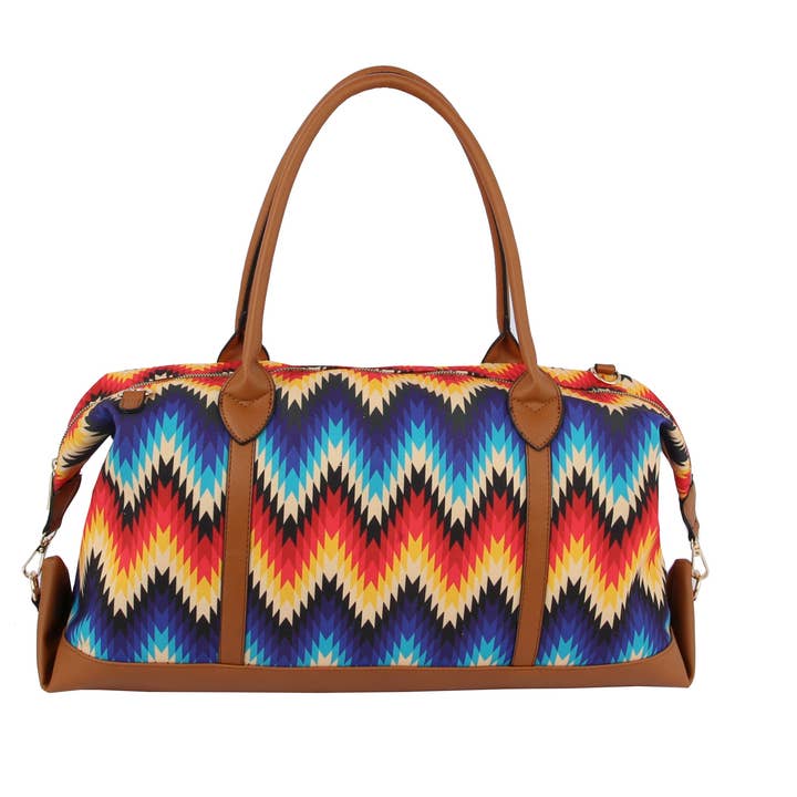 Handbag Factory Corp - Wholesale Weekender Bag - Women's - Rainbow with Zig Zag Lines Luggage Bag for Women