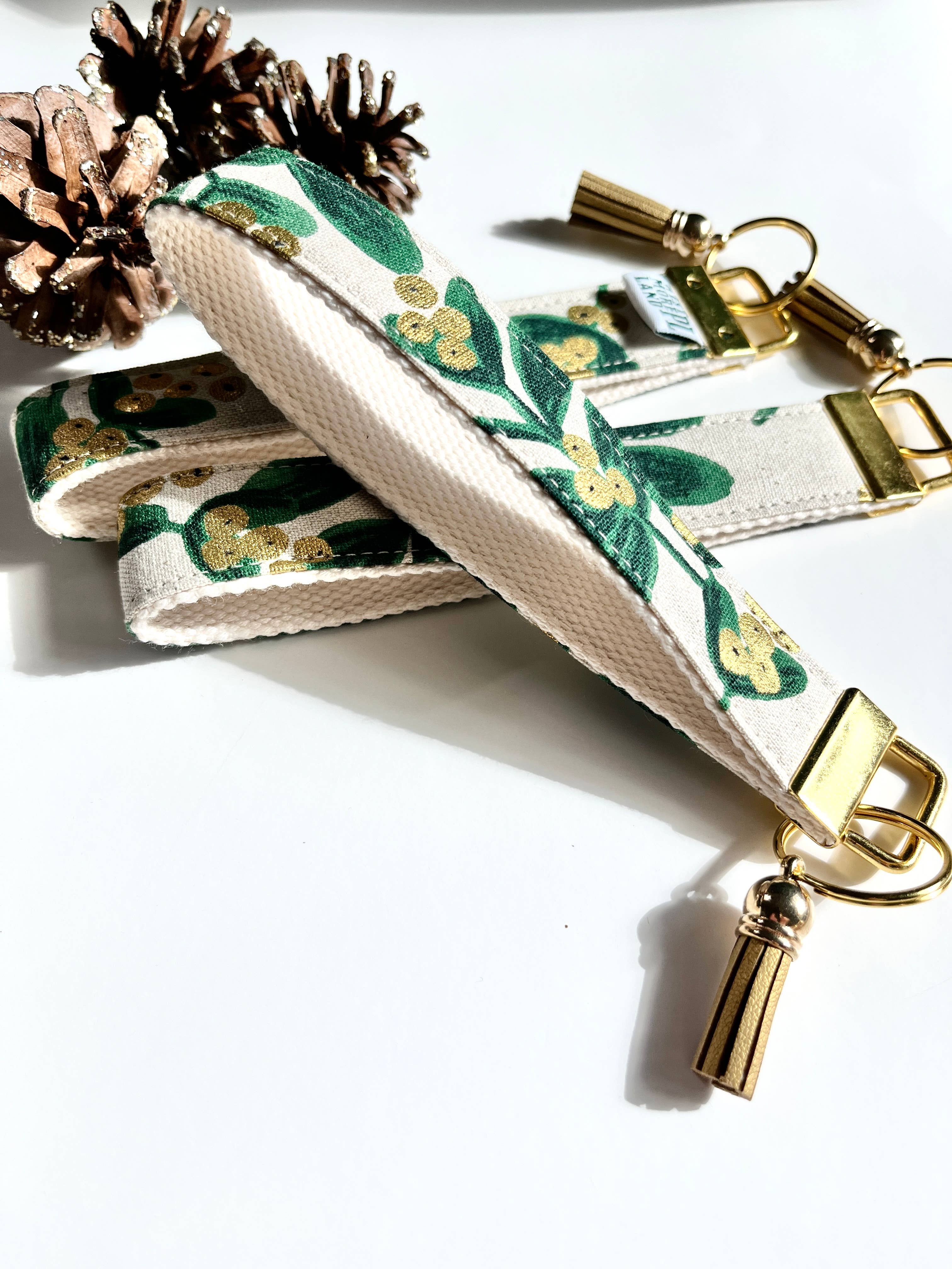 Westmoreland Place - Wholesale Keychain - Women's - Limited Winter Edition - Greenery & Gold Key Fob Wristlet3