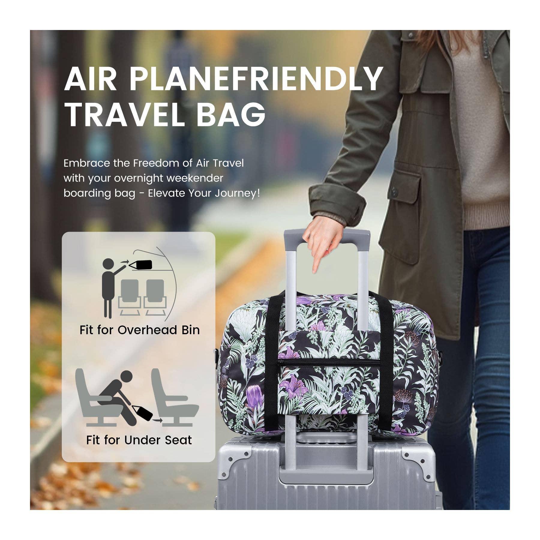 wandf – Saco de viagem - Mulher por atacado – Mala de Viagem Impressa 20L Armazenamento Sob o Assento para Companhias Aéreas29