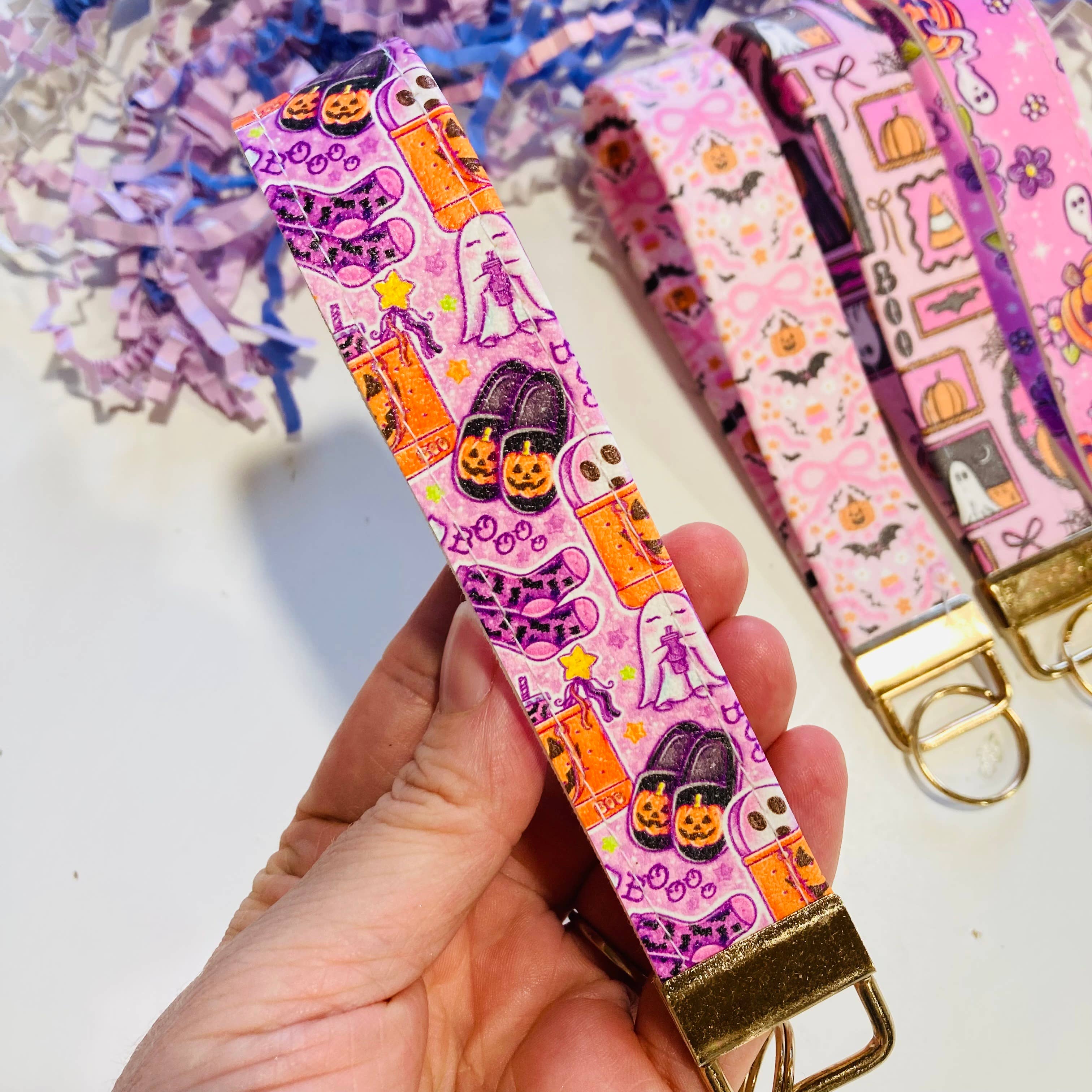 Chapter & Ink – wholesale Keychain – Women's – Spooky Halloween Leatherette Wristlet Keychain0