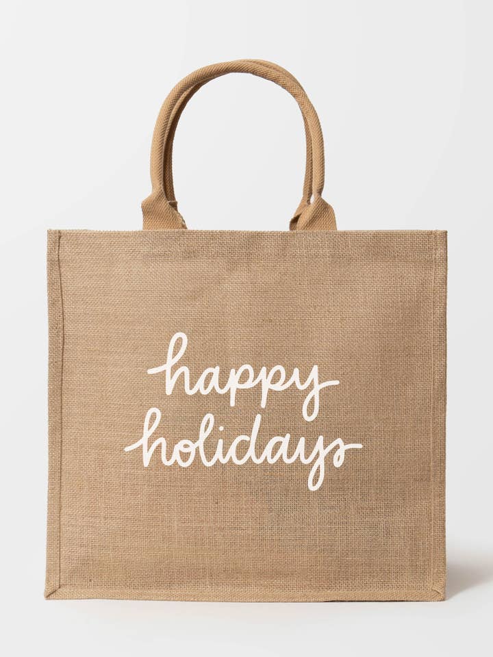 Reusable Shopping Tote - Happy Holidays for wholesale by The Little Market