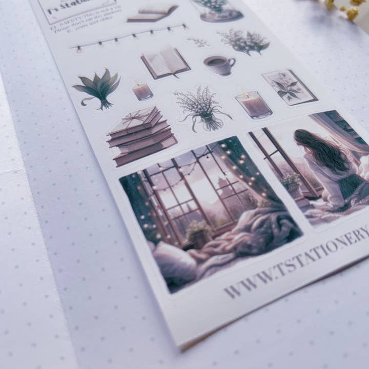 T's Stationery - Wholesale Sticker - "Cozy Spring Evening" Sticker Sheet5