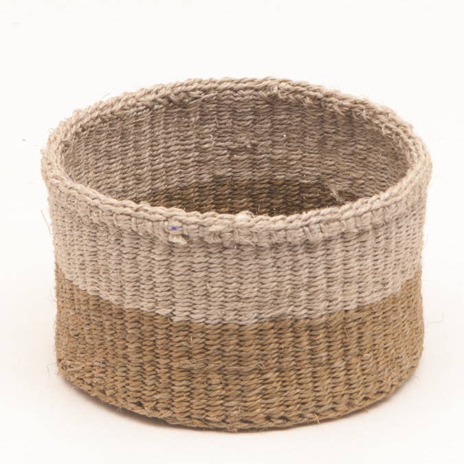 CHALI: Brown & Grey Colour Block Woven Basket | Gift Basket | Bread Basket | Tableware | Trinket Basket for wholesale on Faire6