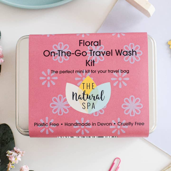 Floral Mini "On-The-Go" Travel Wash kit for wholesale by The Natural Spa Cosmetics
