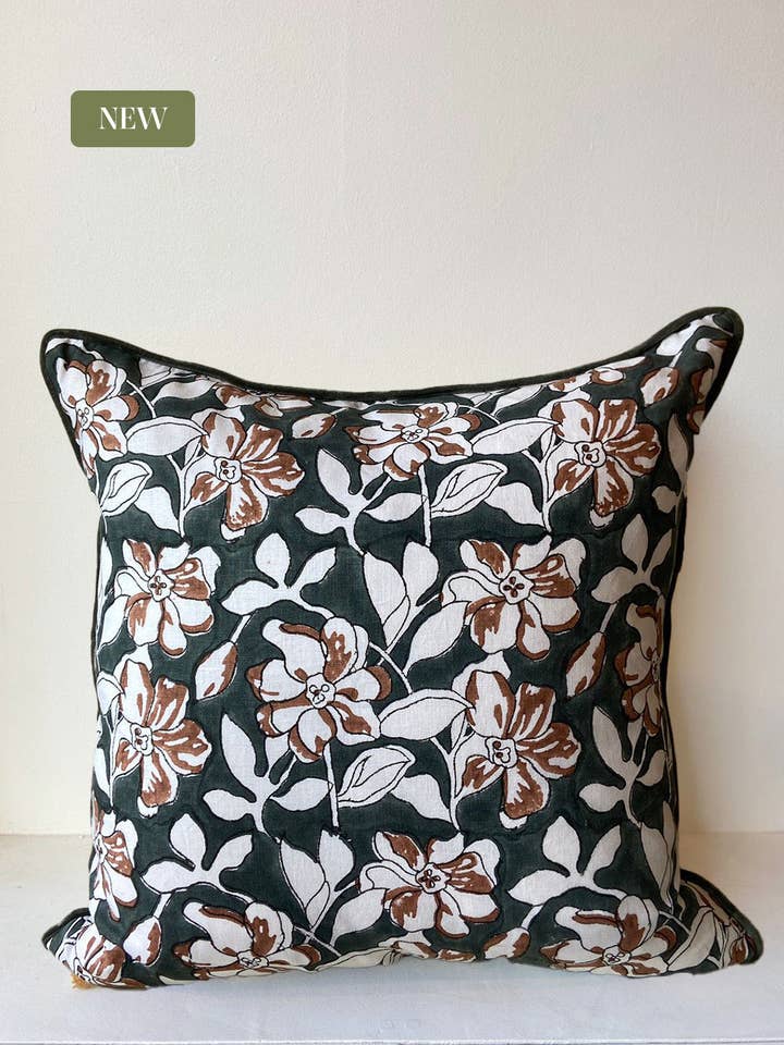 Champa Linen Cushion Cover with Velvet Piping for wholesale by House of Roya Ltd