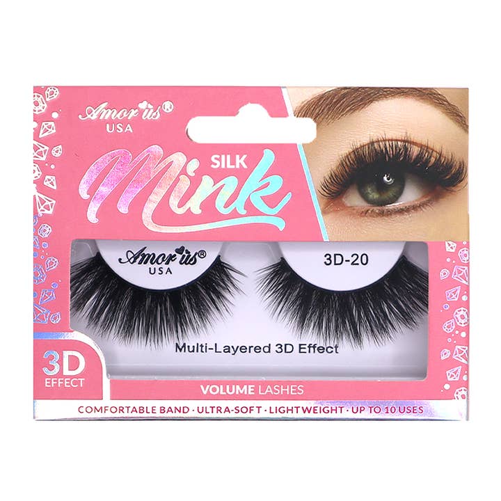 PINEAPPLE Beauty - Wholesale False/fake eyelashes - AMORUS Silk Mink Eyelashes 3D-20 - 12pc0