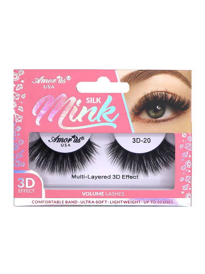 AMORUS 3D-20 Silk Mink Volume Eyelashes - 12pc for wholesale by PINEAPPLE Beauty