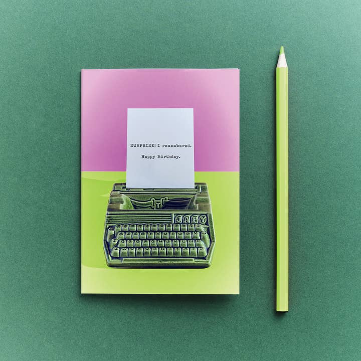 Ornament Art – wholesale Birthday card – Type Writer Birthday Surprise Greetings Card2