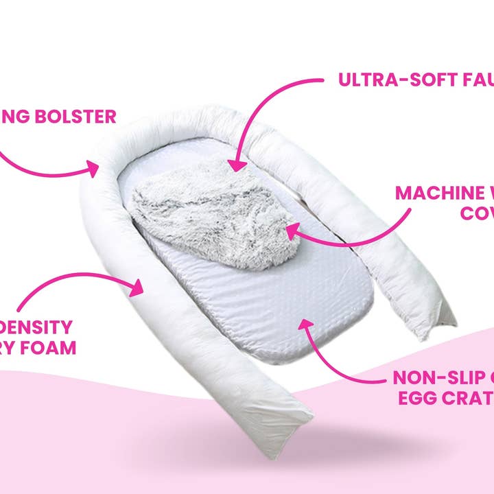 Glow Pups – wholesale Pet bed – Dog – Calming Faux Fur Dog Bed with Memory Foam Bolster16