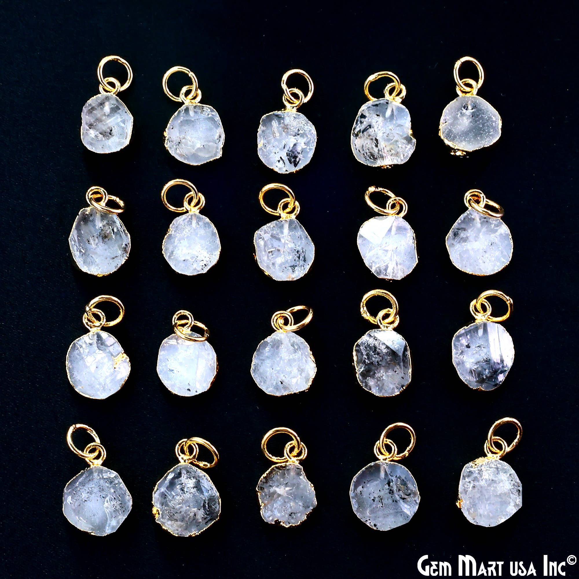 GemMartUSA - Wholesale Pendant/Charm Necklace - Rough Gemstone 16x10mm Gold Electroplated Single Bail Charm20