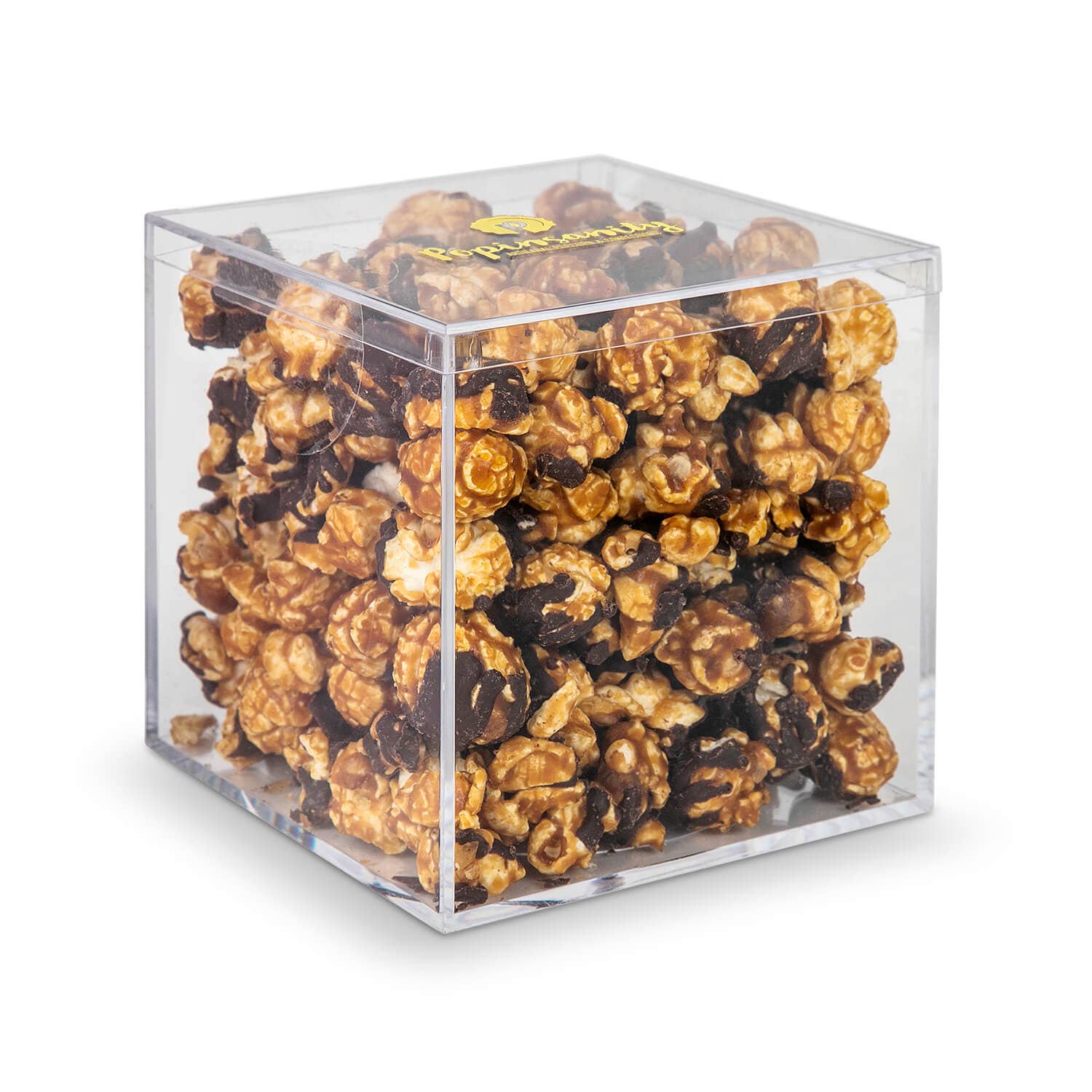 Popinsanity Popcorn & Confections – Großhandel Popcorn – Caramel Chocolate Drizzle Gourmet-Popcorn, Acryl-Geschenkbox2